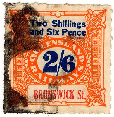 (I.B) Australia - Queensland Railways : Parcel 2/6d (Brunswick Street)