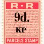 (I.B) Rhodesia Railways : Parcels Stamp 9d