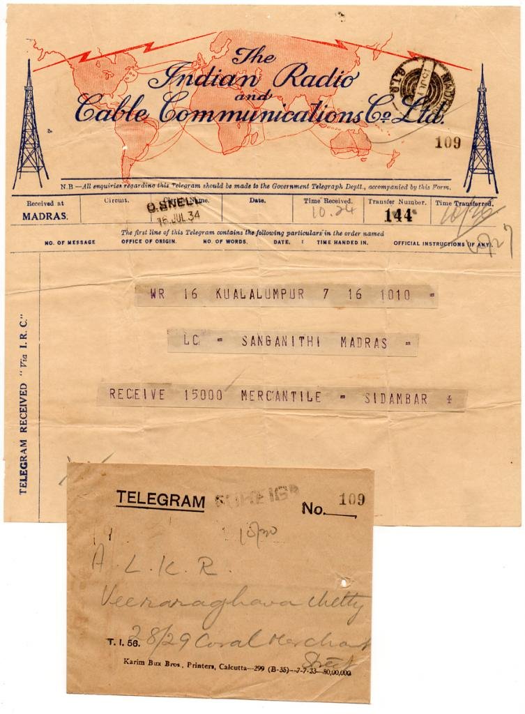(I.B) India Telegraphs : Indian Radio & Cable - Kuala Lumpur (complete)