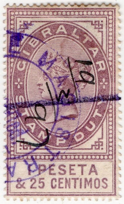 (I.B) Gibraltar Revenue : Stamp Duty 1P 25c