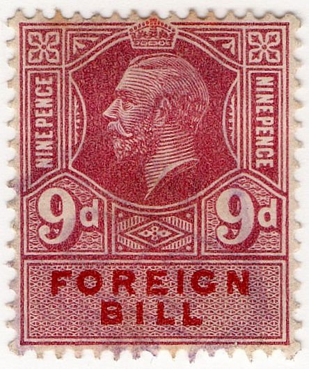 (I.B) George V Revenue : Foreign Bill 9d