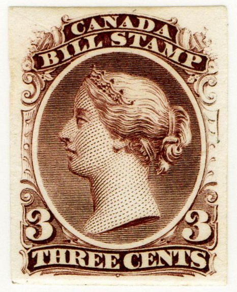 (I.B) Canada Revenue : Bill Stamp 3c (colour trial)