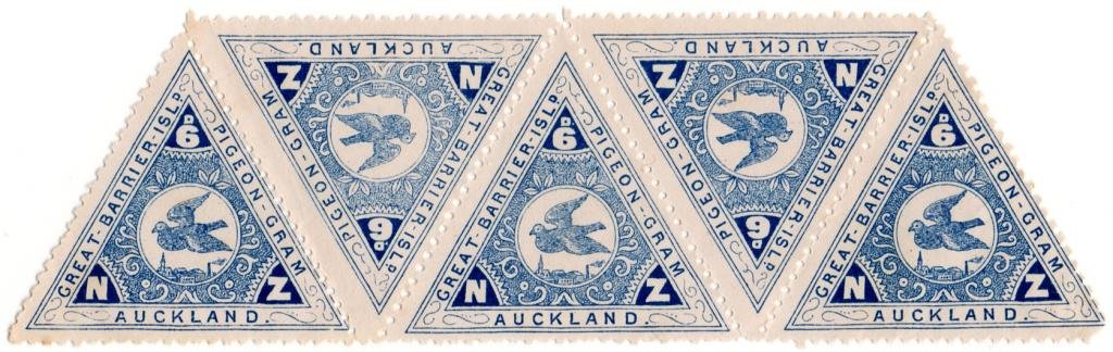 (I.B) New Zealand Cinderella : Great Barrier Island  Pigeon Post 6d