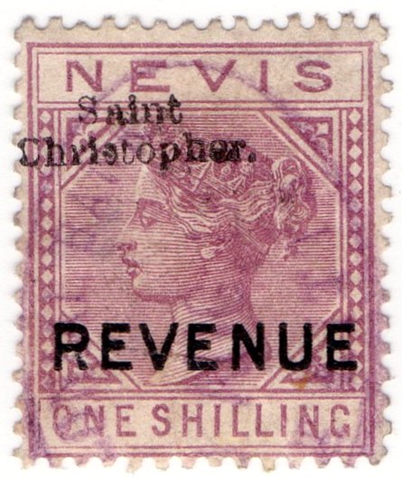 (I.B) St Christopher (Nevis) Revenue : Duty Stamp 1/-