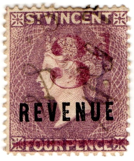 (I.B) St Vincent Revenue : Duty Stamp 3d on 4d OP
