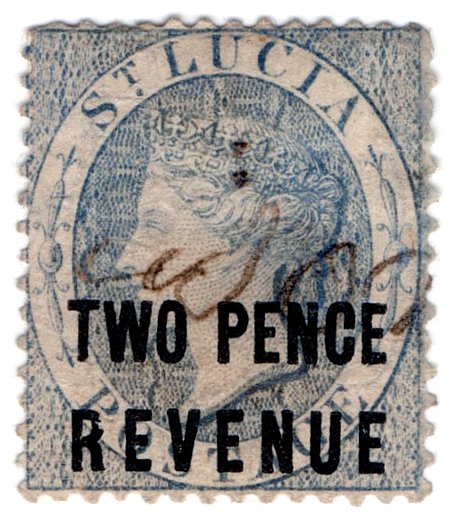 (I.B) St Lucia Revenue : Duty Stamp 2d