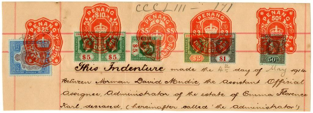 (I.B) Malaya States Revenue : Penang Duty $43 50c