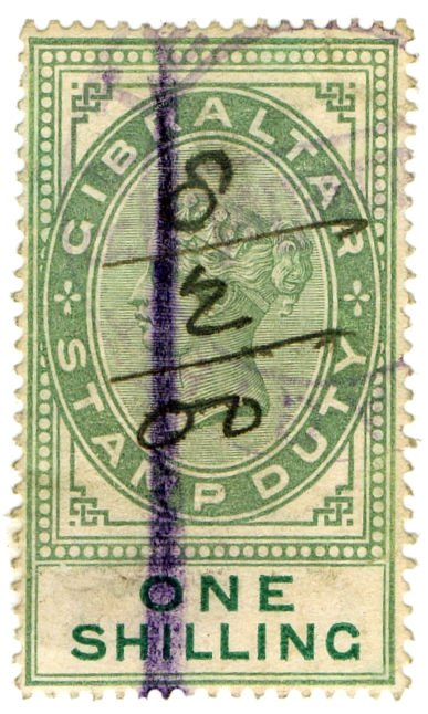 (I.B) Gibraltar Revenue : Stamp Duty 1/-