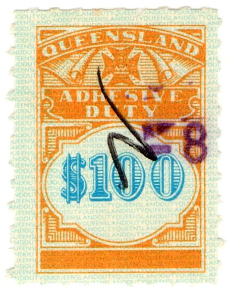 (I.B) Australia - Queensland Revenue : Adhesive Duty $100