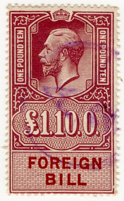 (I.B) George V Revenue : Foreign Bill &Acirc;&pound;1 10/-