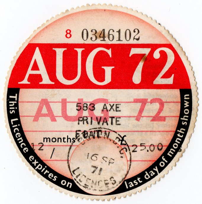 (I.B) GB Revenue : Car Tax Disc (Ford 1972)