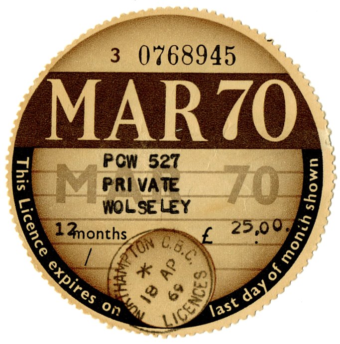 (I.B) GB Revenue : Car Tax Disc (Wolseley 1970)