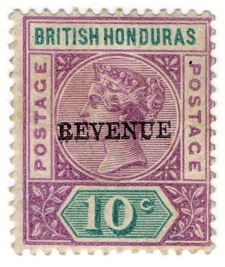 (I.B) British Honduras Revenue : Duty 10c ("BEVENUE" error)