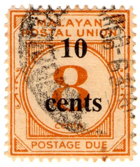 (I.B) Malaya Postal : Postage Due 10c on 8c OP