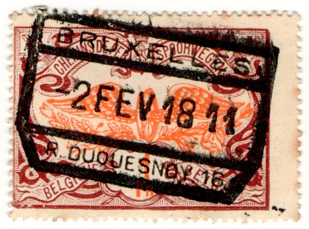 (I.B) Belgium Railways : Parcels 1 Fr (Bruxelles 1911)