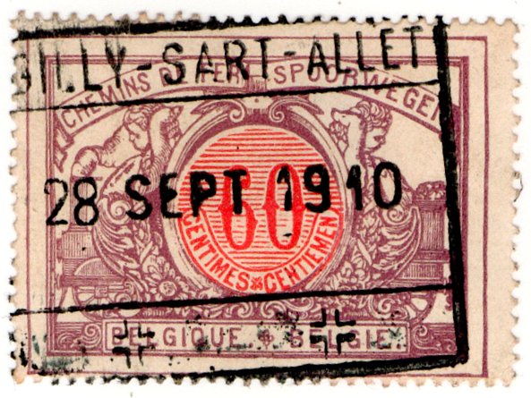 (I.B) Belgium Railways : Parcels 60c (Gilly-Sart-Allet 1910)