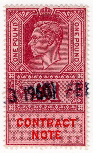 (I.B) George VI Revenue : Contract Note &Acirc;&pound;1