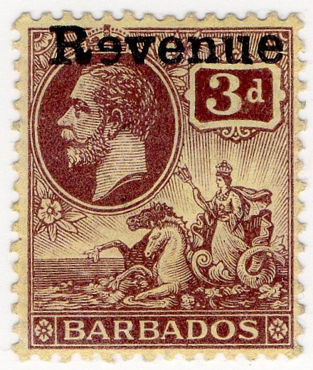 (I.B) Barbados Revenue : Duty 3d (reversed "e" overprint)