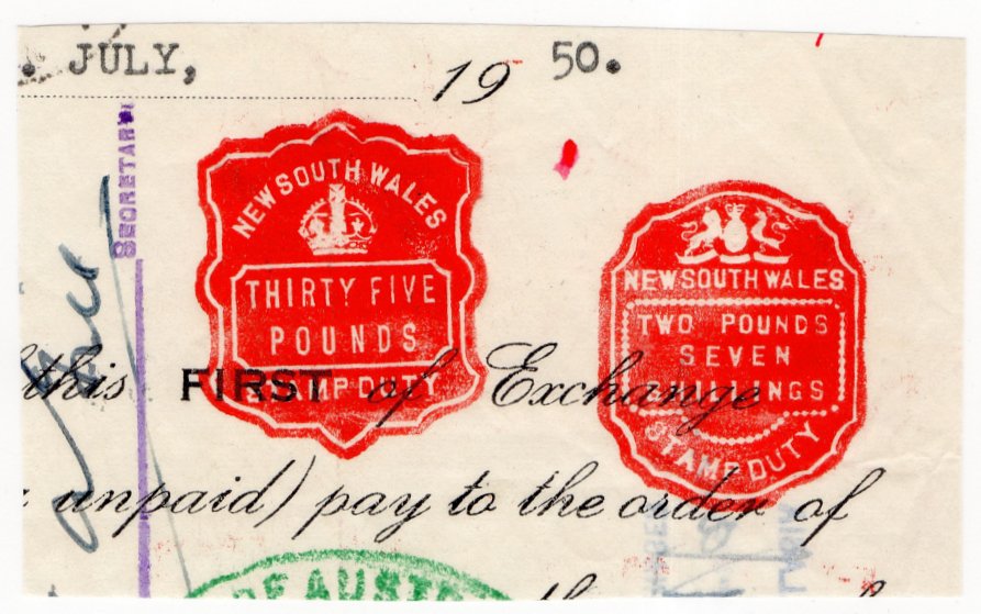 (I.B) Australia - NSW Revenue : Impressed Duty &Acirc;&pound;37 5/-