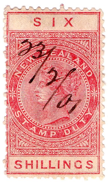 (I.B) New Zealand Revenue : Stamp Duty 6/-
