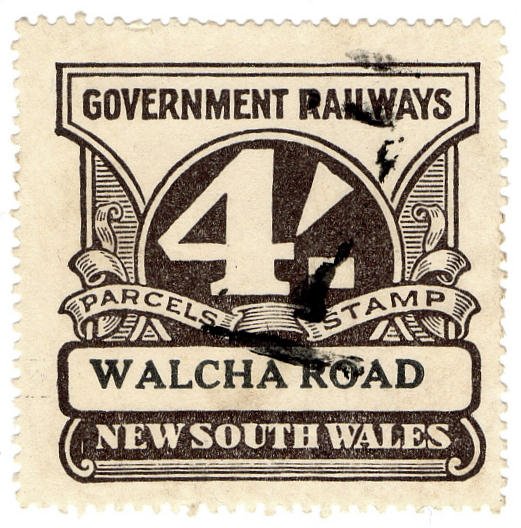 (I.B) Australia - NSW Railways Parcel 4/- (Walcha Road) inverted watermark