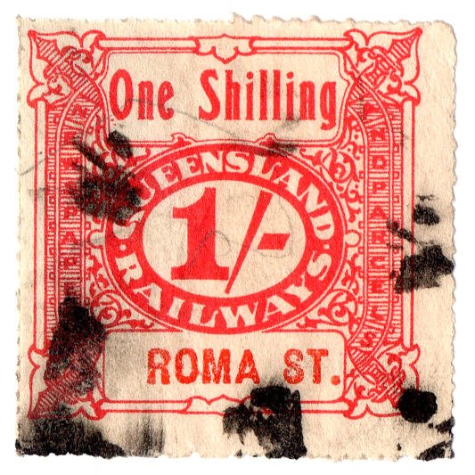 (I.B) Australia - Queensland Railways : Parcel 1/- (Roma Street)