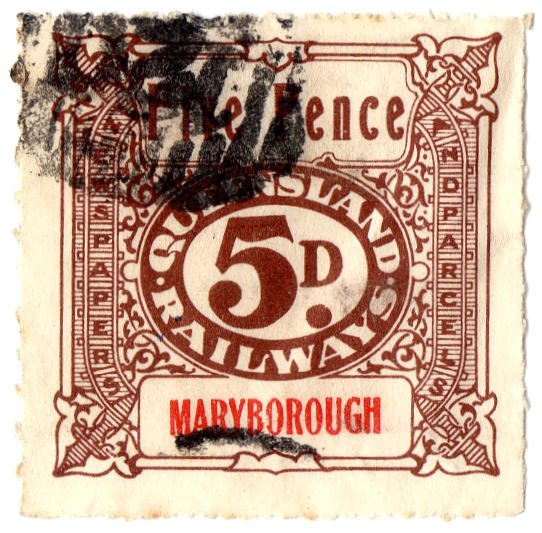 (I.B) Australia - Queensland Railways : Parcel 5d (Maryborough) inv watermark