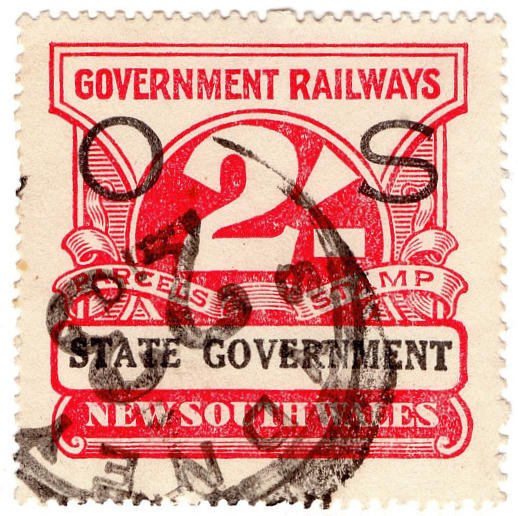 (I.B) Australia - NSW Railways Parcel 2/- (State Government) inverted watermark