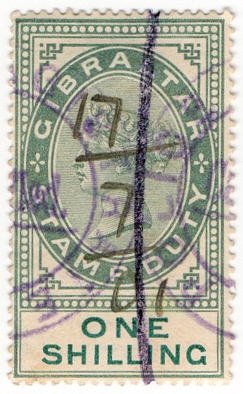 (I.B) Gibraltar Revenue : Duty Stamp 1/-