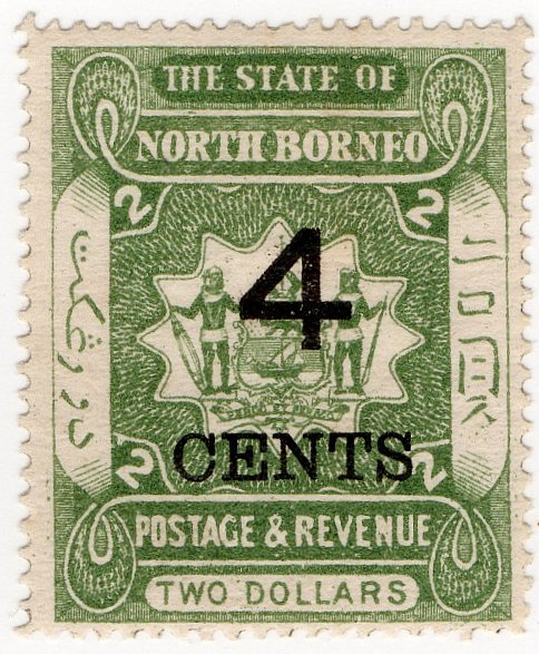 (I.B) British North Borneo Postal : State 4c on $2 OP