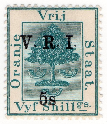 (I.B) Orange Free State Postal : VRI Overprint 5/-