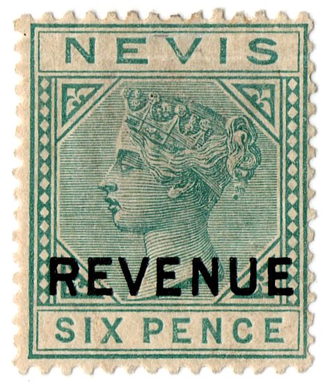 (I.B) Nevis Revenue : Duty Stamp 6d