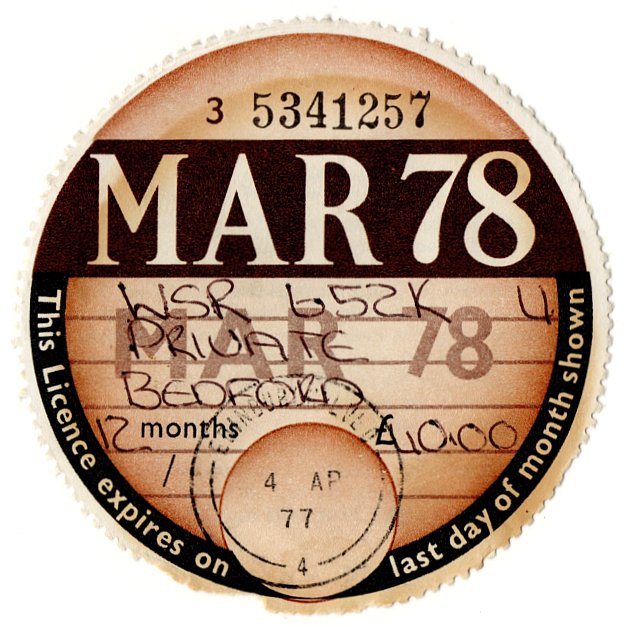 (I.B) GB Revenue : Car Tax Disc (Bedford 1978)