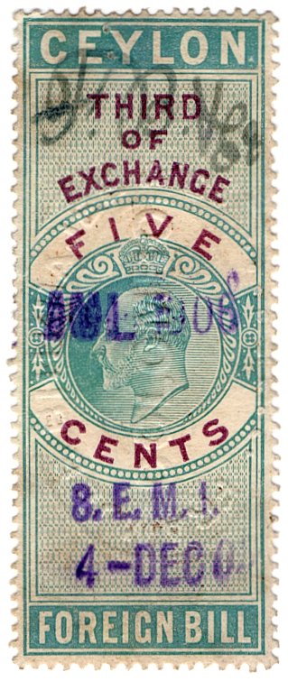 (I.B) Ceylon Revenue : Foreign Bill 5c