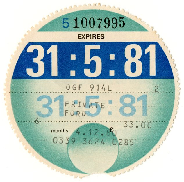 (I.B) GB Revenue : Car Tax Disc (Ford 1981)