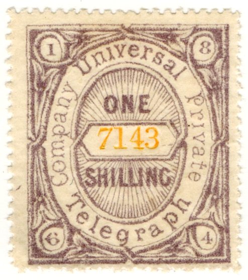 (I.B) Universal Telegraph Company : 1/- Lilac- Brown & Yellow