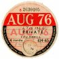 (I.B) GB Revenue : Car Tax Disc (Vauxhall 1976)
