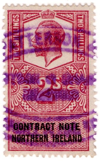 (I.B) George V Revenue : Contract Note (Northern Ireland) 2/-