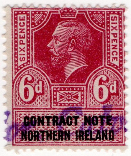 (I.B) George V Revenue : Contract Note (Northern Ireland) 4/-