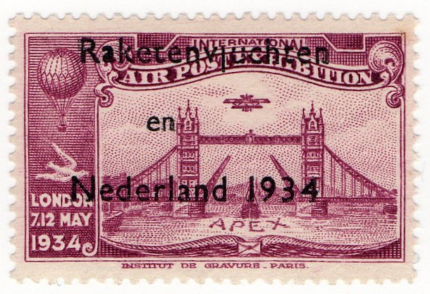 (I.B) Netherlands Cinderella : Rocket Mail (Rakentenvluchten) 1934 OP