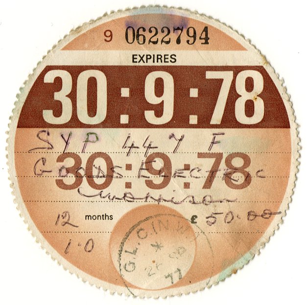 (I.B) GB Revenue : Car Tax Disc (Morrison Electric Goods 1978)
