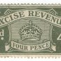 (I.B) Excise Revenue : 4d Grey-Green (1916)