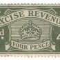 (I.B) Excise Revenue : 4d Grey-Green (1916)