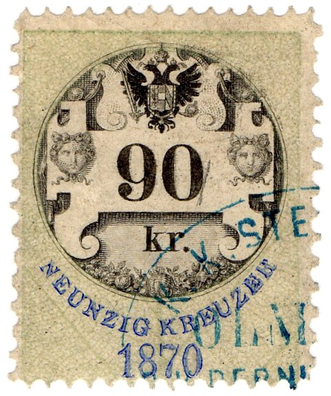 (I.B) Austria/Hungary Revenue : Stempelmarke 90 Kr