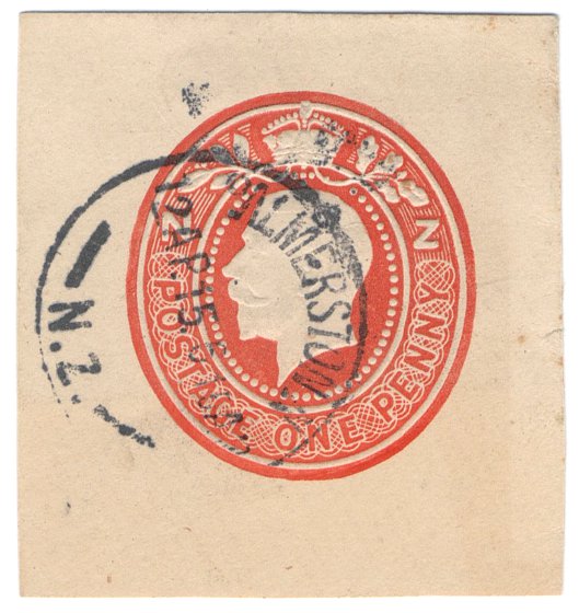 (I.B) New Zealand Postal : Embossed Die 1d (Palmerston North)