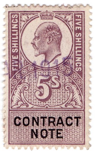 (I.B) Edward VII Revenue : Contract Note 5/-