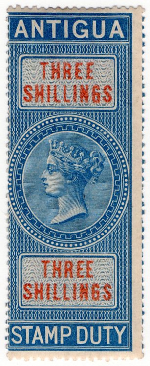 (I.B) Antigua Revenue : Duty Stamp 3/-