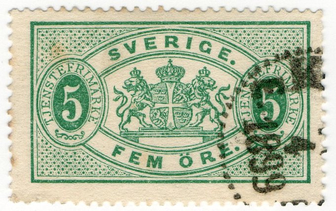 (I.B) Sweden Revenue : Service Stamp 5 &Atilde;�re