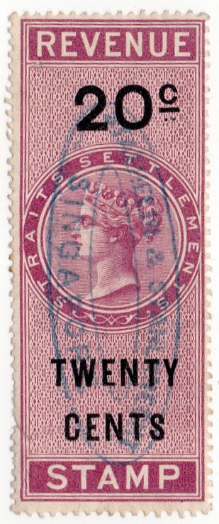 (I.B) Straits Settlements Revenue : Duty Stamp 20c