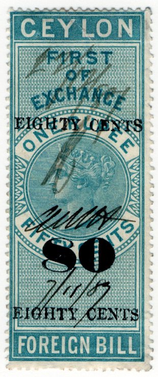 (I.B) Ceylon Revenue : Foreign Bill 80c on 1R 50c OP